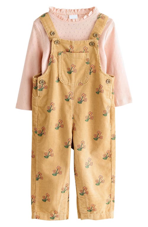 Next Kids' Pointelle Top & Corduroy Overalls Set In Yellow