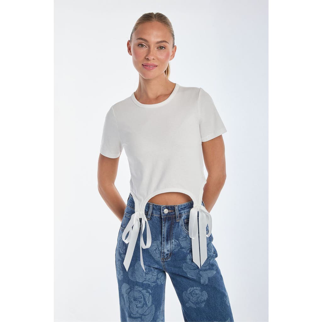 Shop Noli Yoga The Noli Shop Diana Bow T-shirt In White