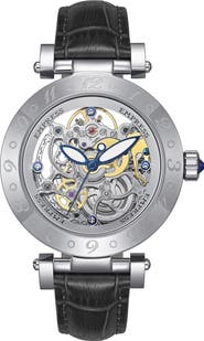 Empress Theodora Automatic Skeleton Leather-Band Watch