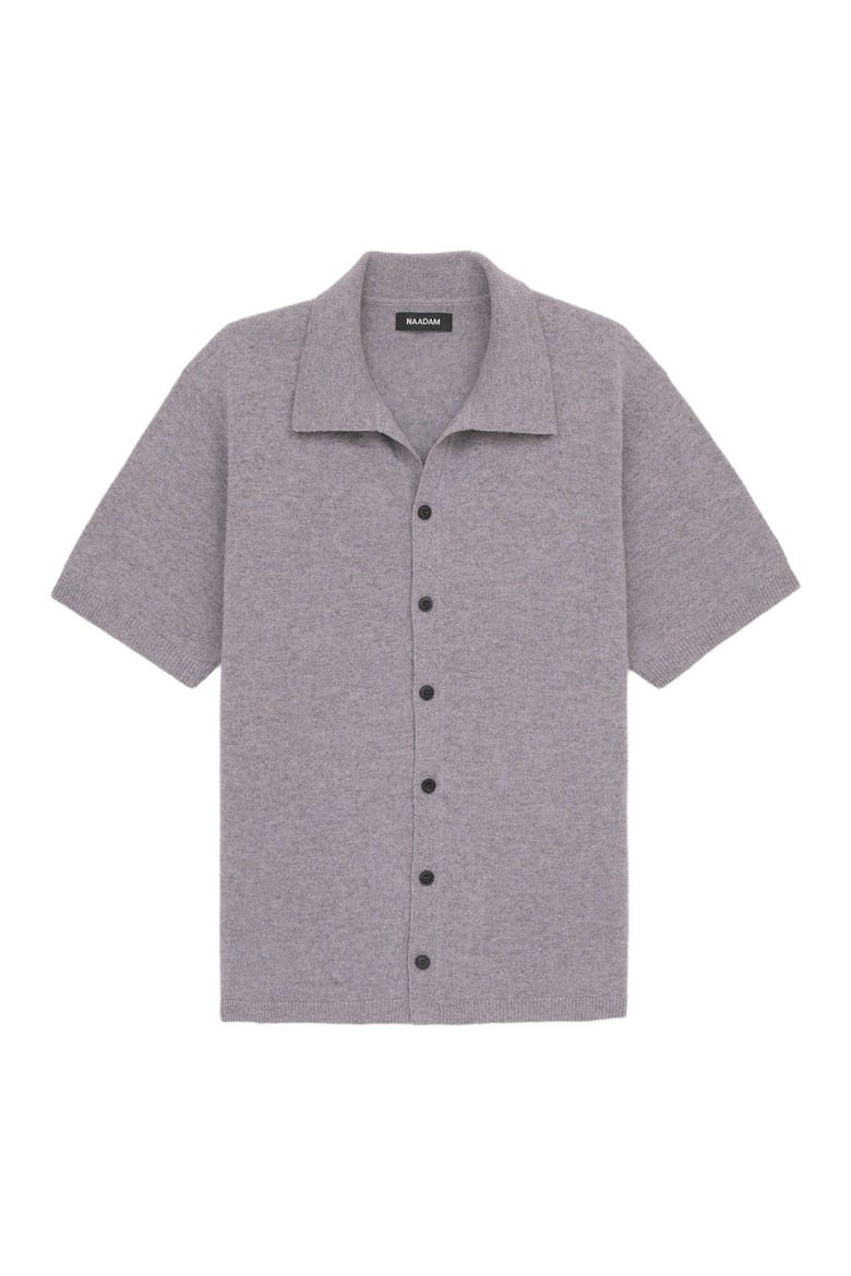 Signature Cashmere Short Sleeve Button Down, Alternate, color, Fog