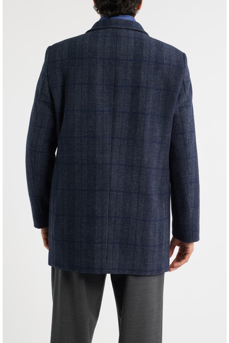Mason Plaid Wool Blend Overcoat with Quilted Bib, Alternate, color, NAVY PLAID