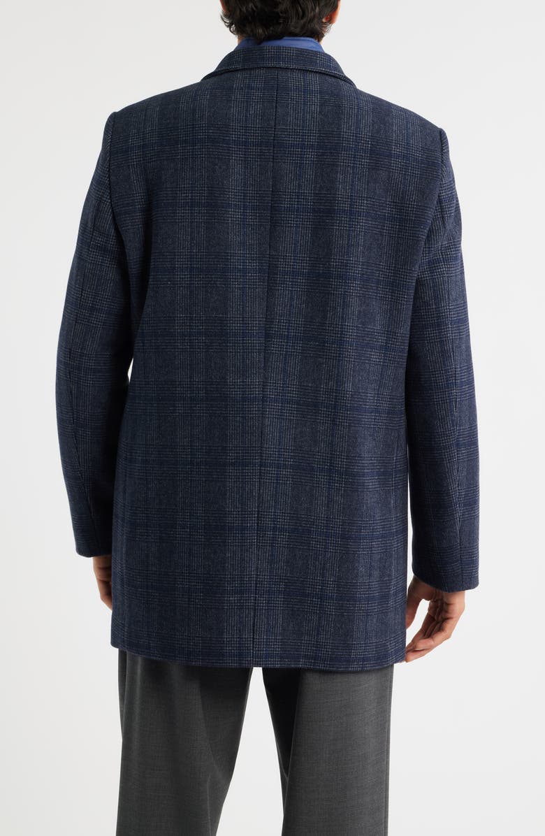 Hart Schaffner Marx Mason Plaid Wool Blend Overcoat with Quilted Bib, Alternate, color, Navy Plaid
