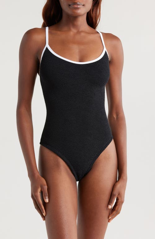 Hunza G Pamela Contrast Binding One-piece Swimsuit In Multi
