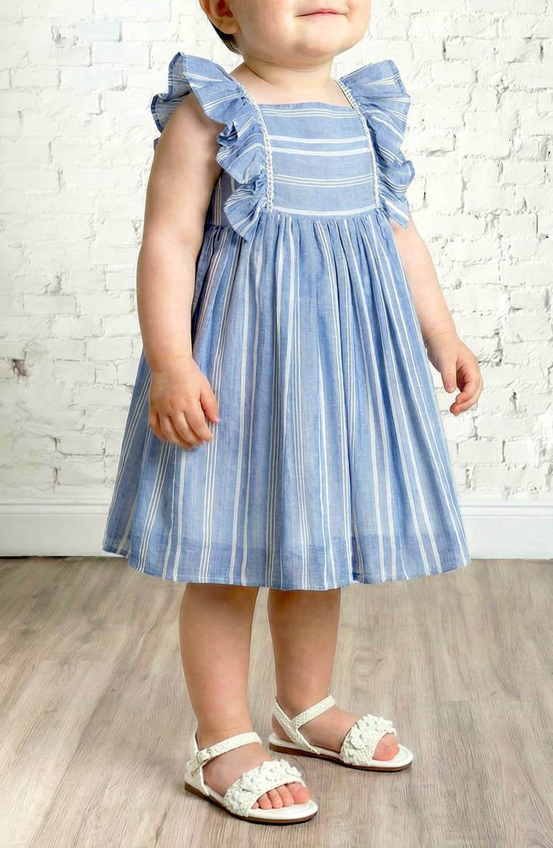 Pippa & Julie Kids' Terrie Stripe Chambray Dress, Alternate, color, Blue