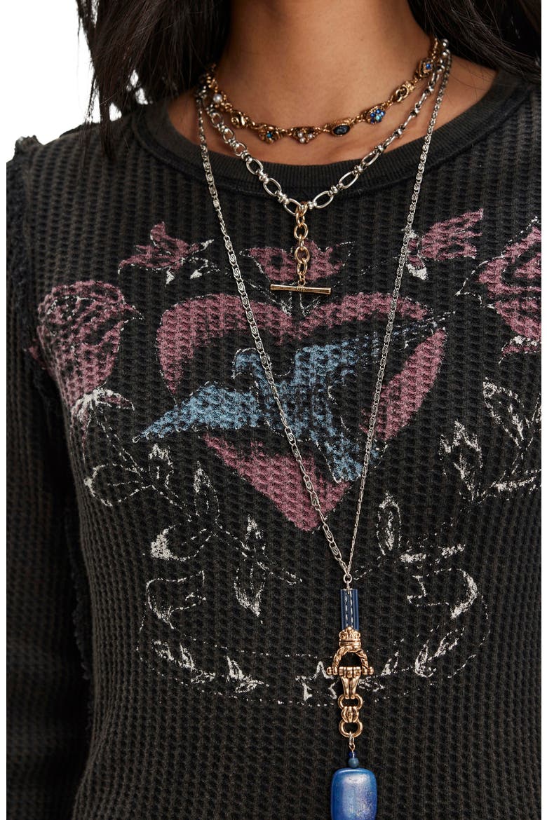 Lucky Locket Thermal Graphic T-Shirt, Alternate, color, WASHED BLACK COMBO