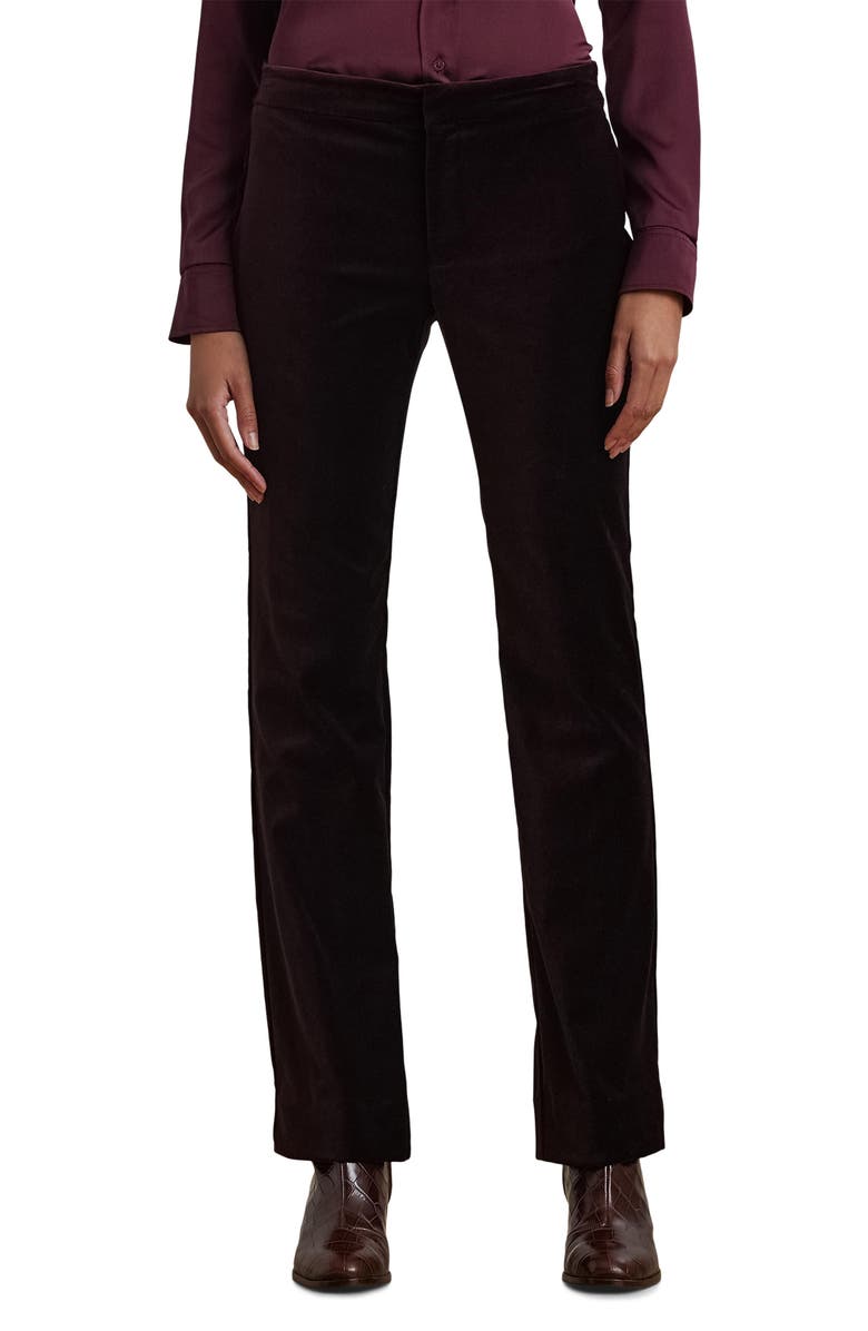 Lauren Ralph Lauren Soft Stretch Velvet Pants, Main, color, Royal Claret Velvet