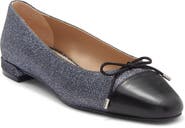 Stuart Weitzman Sleek Cap Toe Bow Flat
