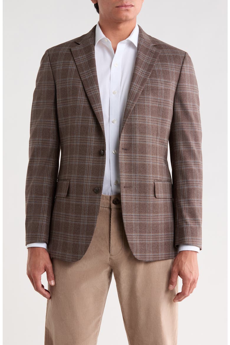 Plaid Two-Button Sport Coat, Main, color, BROWN PLAID