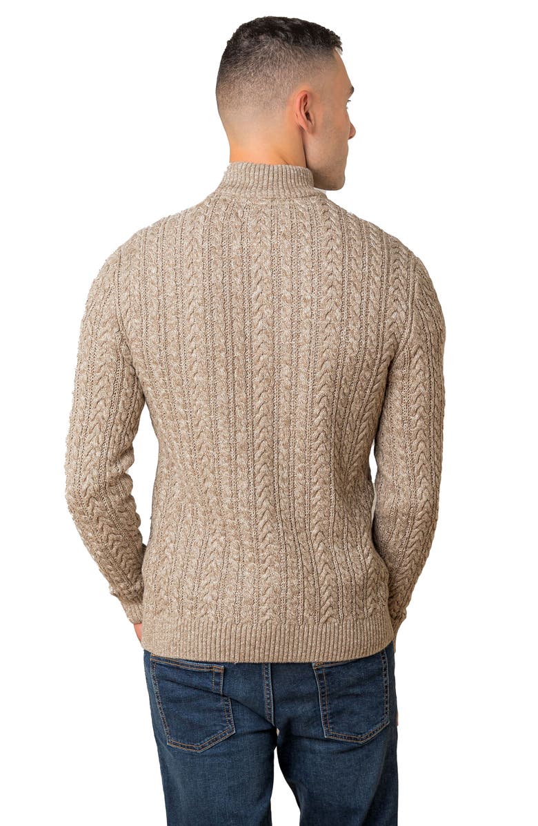Hope & Henry Organic Half Zip Cable Pullover Sweater, Alternate, color, Taupe Marl Cable