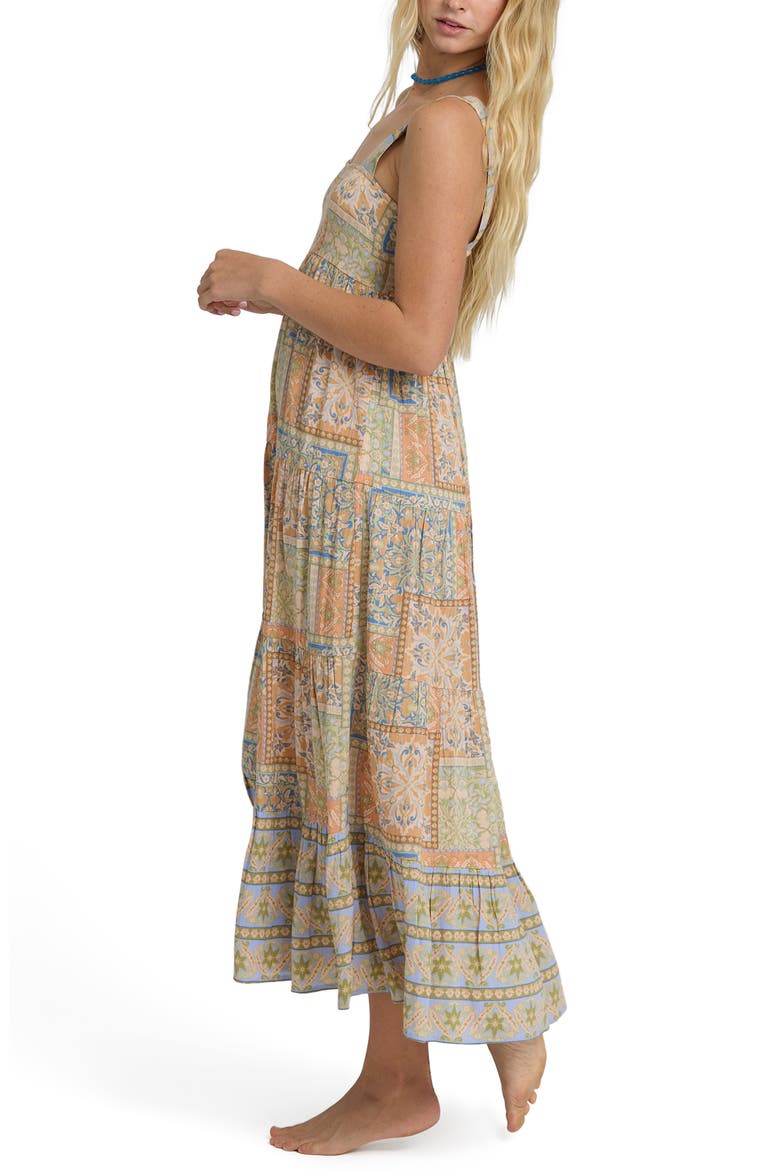 All Good Print Tiered Maxi Dress, Alternate, color, TWILIGHT BLUE