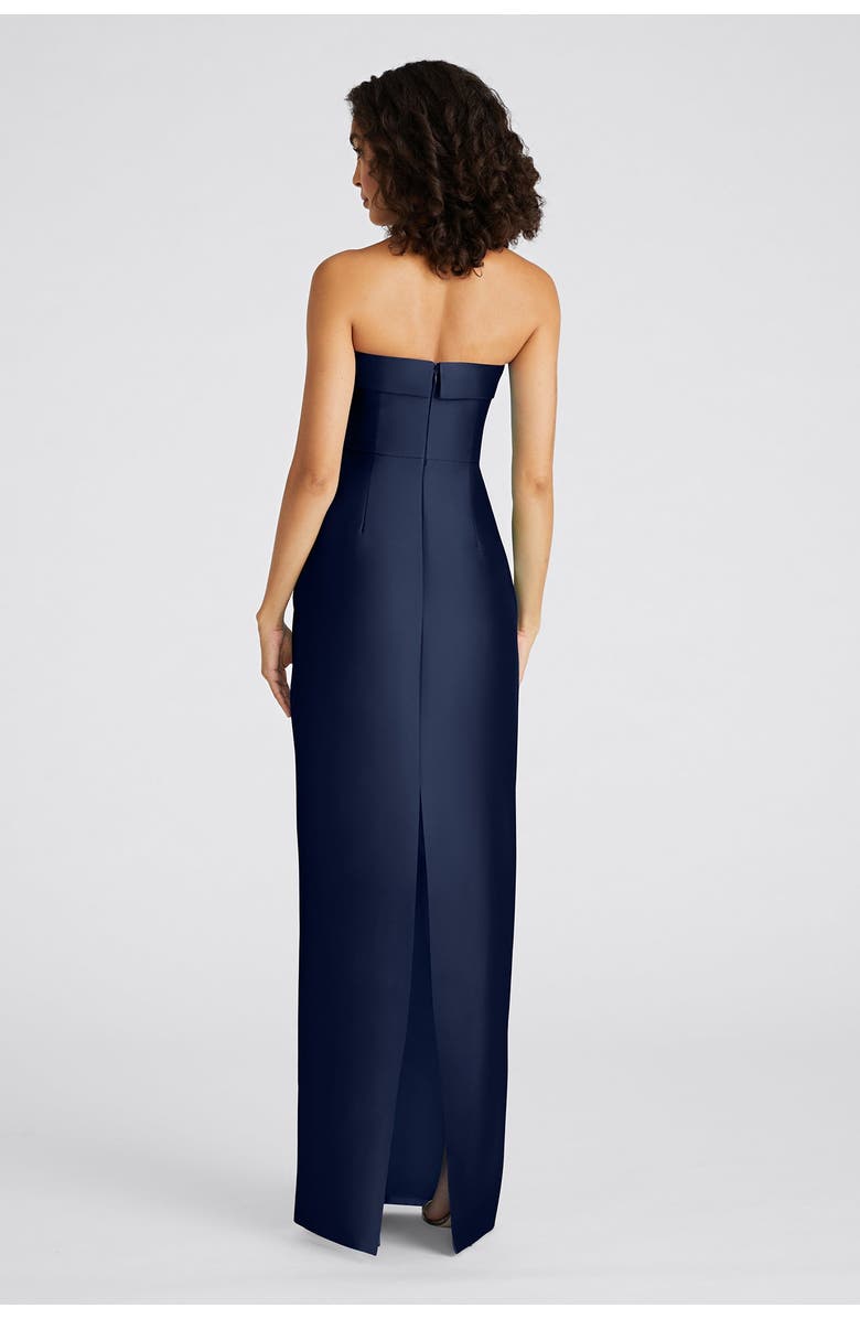 Theia Gaia Strapless Column Mikado Gown, Alternate, color, Navy