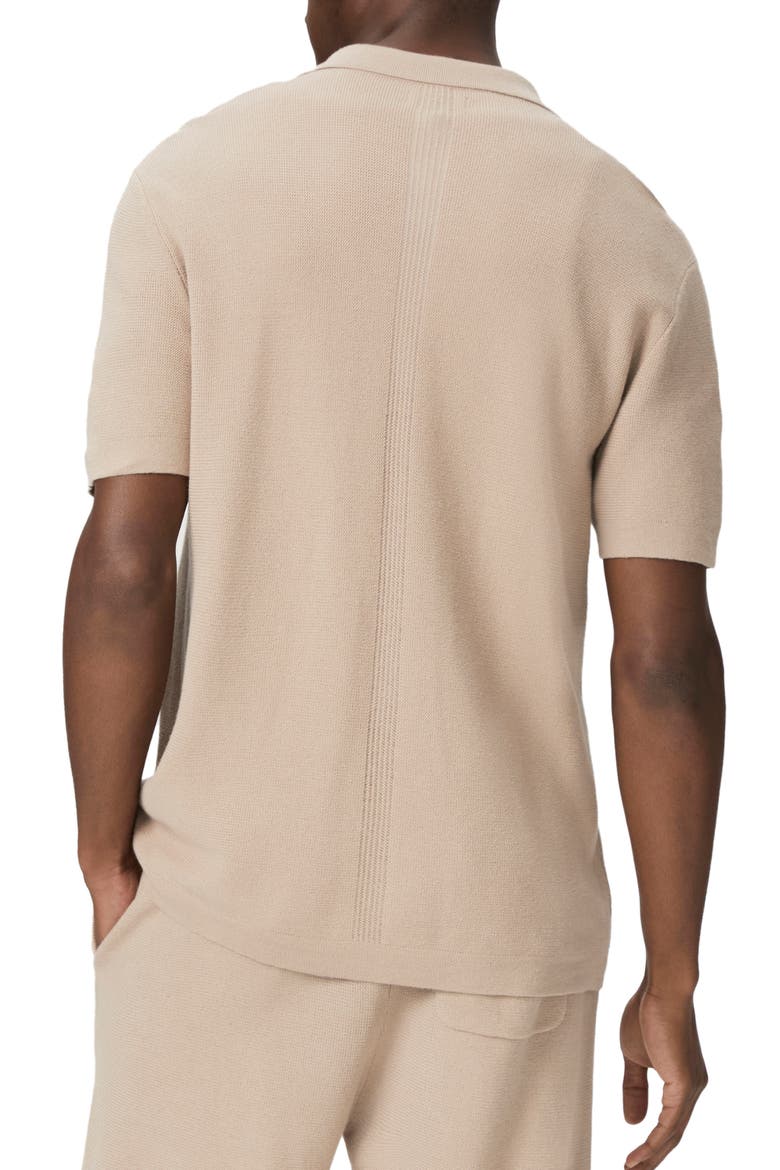 Mendez Short Sleeve Cotton & Linen Button-Up Sweater Shirt, Alternate, color, MOCHA CREAM