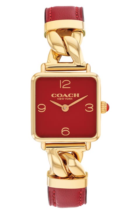 Cass Leather Strap Bracelet Watch, 22mm