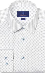 David Donahue Trim Fit Neat Print Cotton Dress Shirt