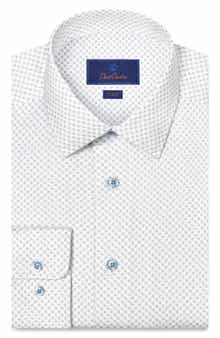 Trim Fit Neat Print Cotton Dress Shirt