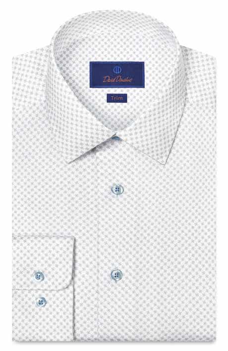 Trim Fit Neat Print Cotton Dress Shirt