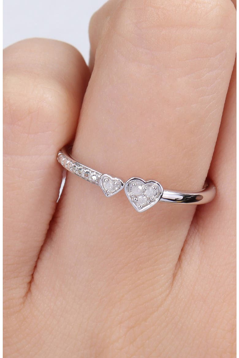 Sterling Silver Diamond Double Heart Ring - 0.04 ctw., Alternate, color, SILVER