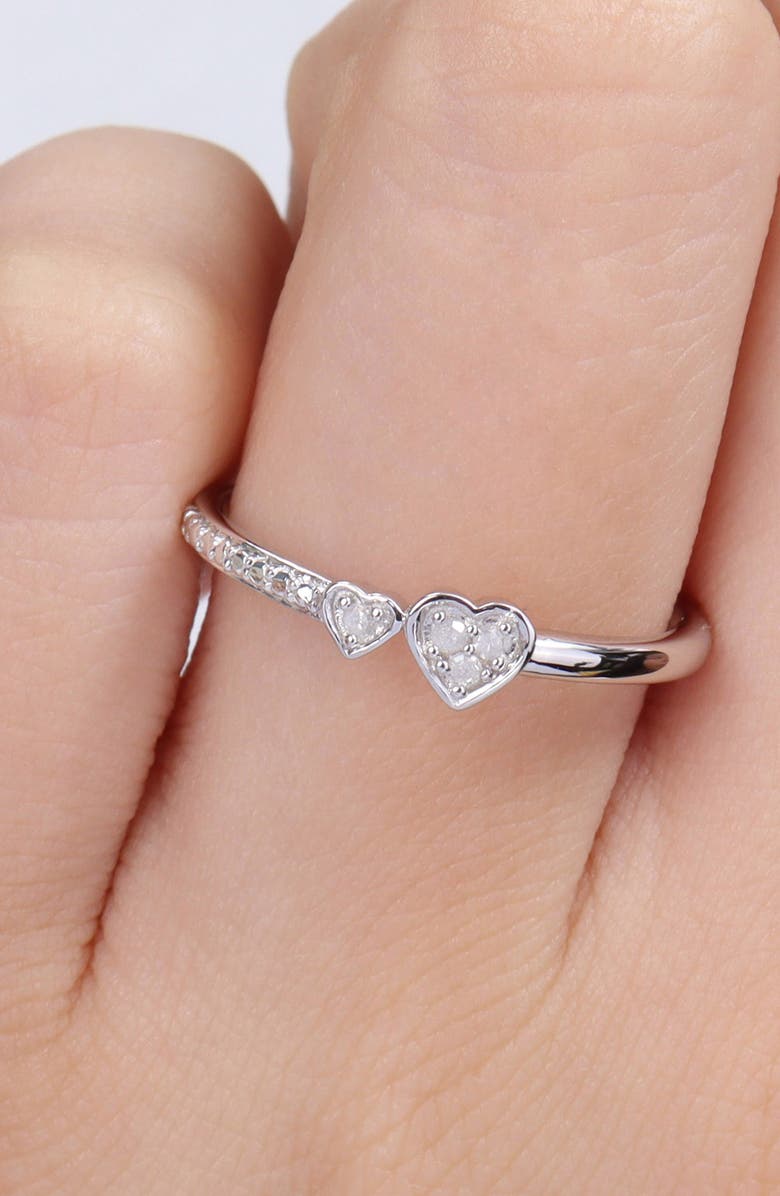 DELMAR Sterling Silver Diamond Double Heart Ring - 0.04 ctw., Alternate, color, Silver