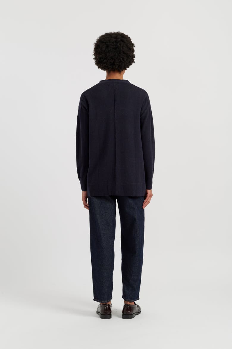 Wool-cashmere Long Cardigan, Alternate, color, Navy