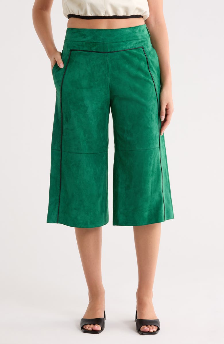 Longchamp Suede Bermuda Shorts, Main, color, Green