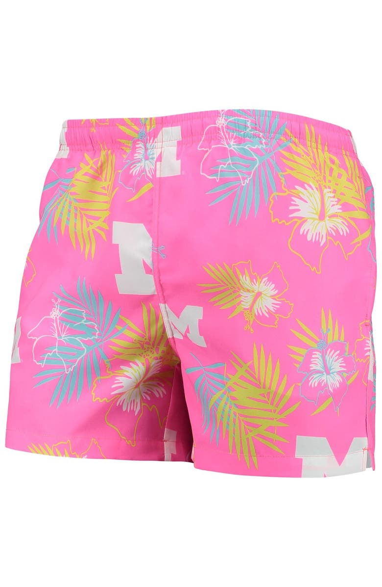 FOCO Men's FOCO Pink Michigan Wolverines Neon Floral Swim Trunks, Alternate, color, 