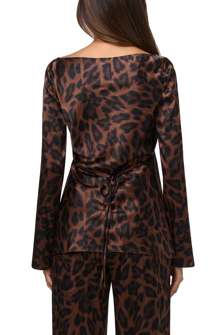 Stretch Silk Long Sleeve Top, Alternate, color, BRUSHED LEOPARD