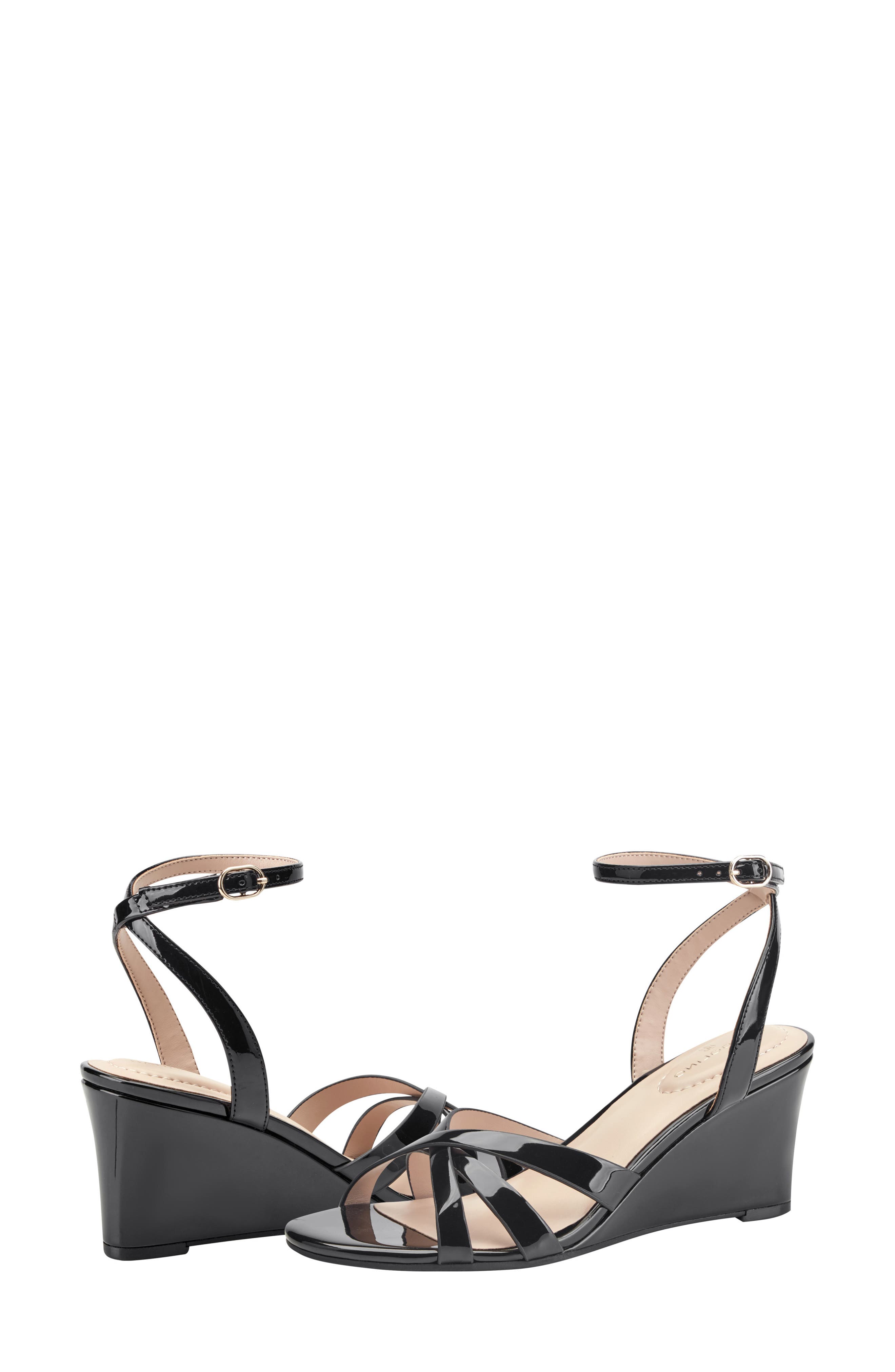 Bandolino Adler Ankle Strap Wedge Sandal, Alternate, color, Black 001