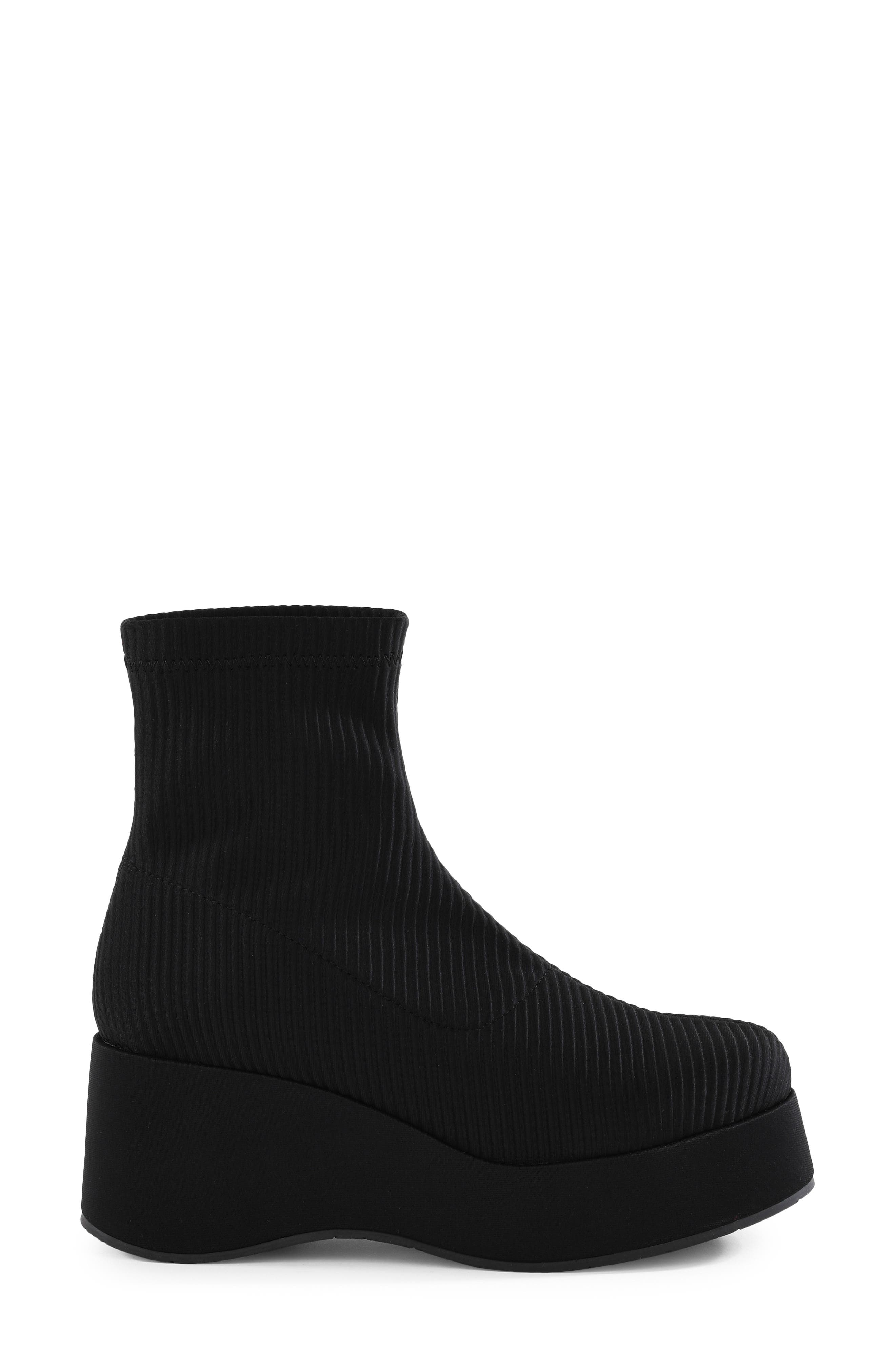 Koko Ribbed Stretch Wedge Bootie, Alternate, color, BLACK