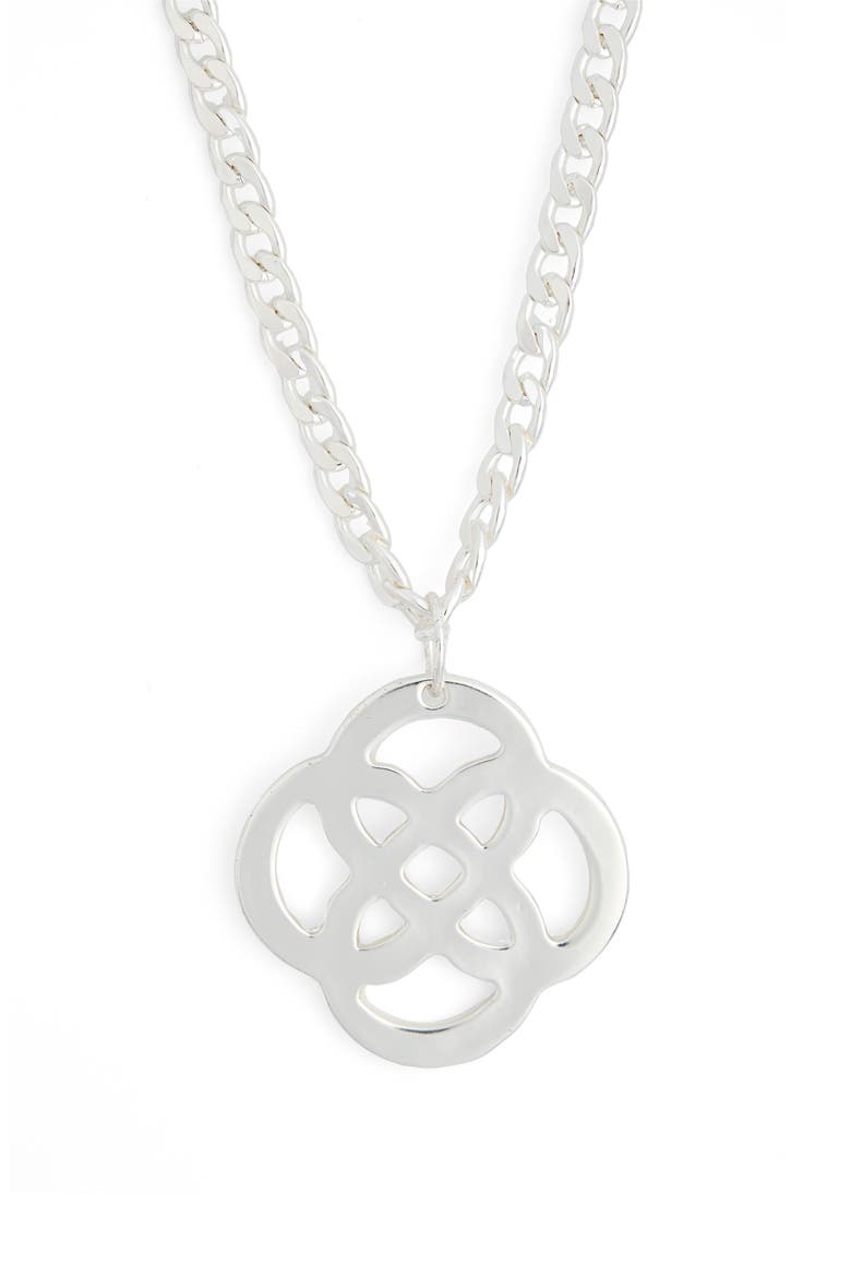 Pendant Curb Chain Necklace, Main, color, SILVER