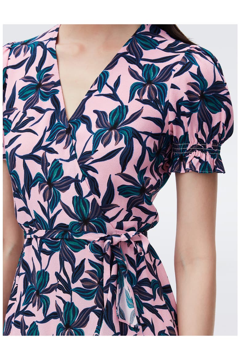 Emilia Puff Sleeve Wrap Dress, Alternate, color, PINK/ NAVY