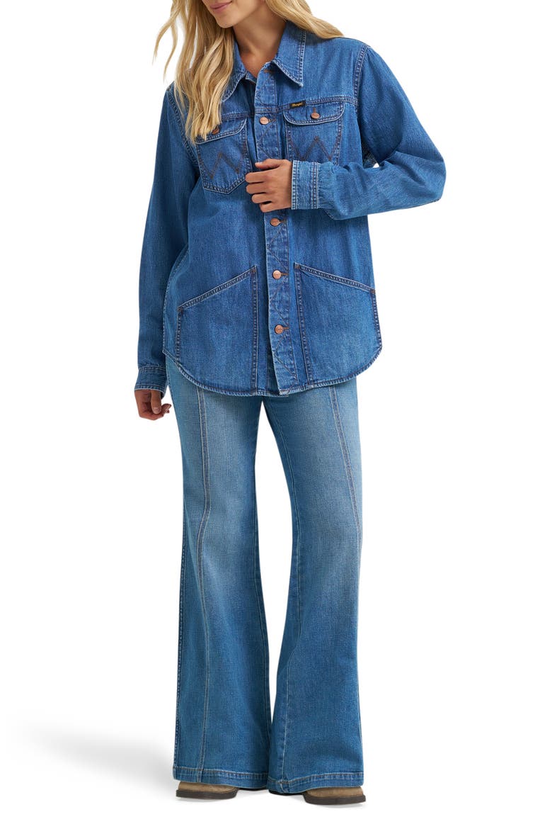 Wrange Denim Button-Up Shirt, Alternate, color, HARBOR BLUE