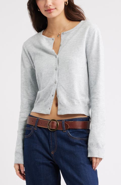 Crewneck Cotton Blend Cardigan