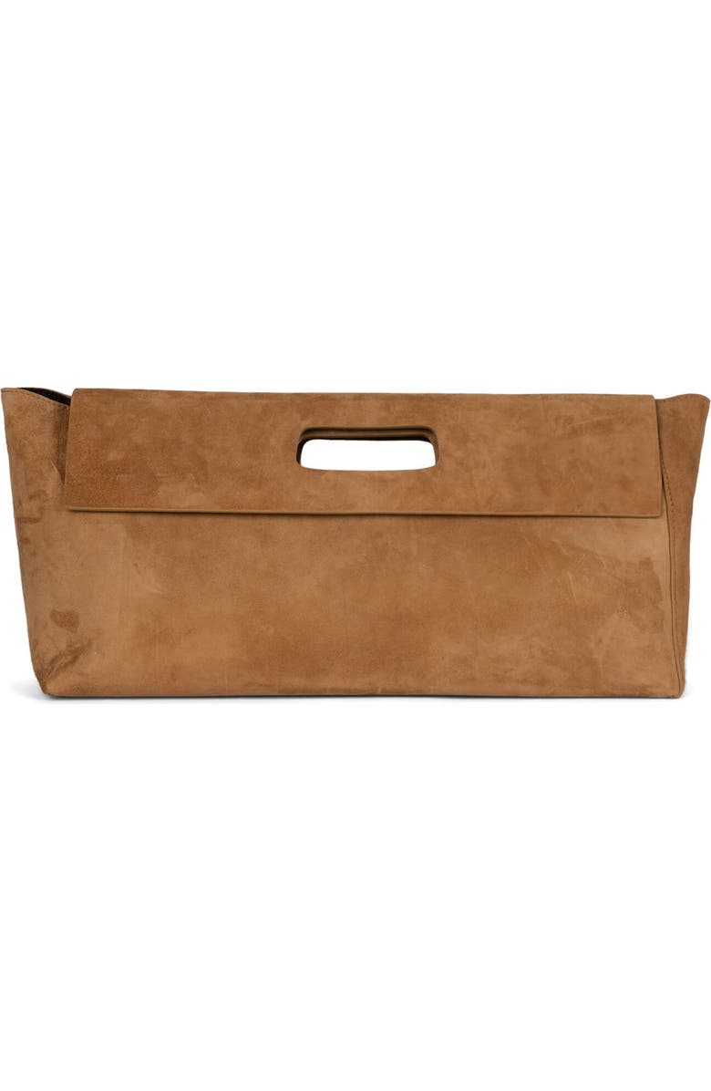Jeffrey Campbell Toolbox Leather Clutch, Main, color, Tan Suede