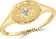 EFFY Diamond Starburst Signet Ring in Yellow Gold