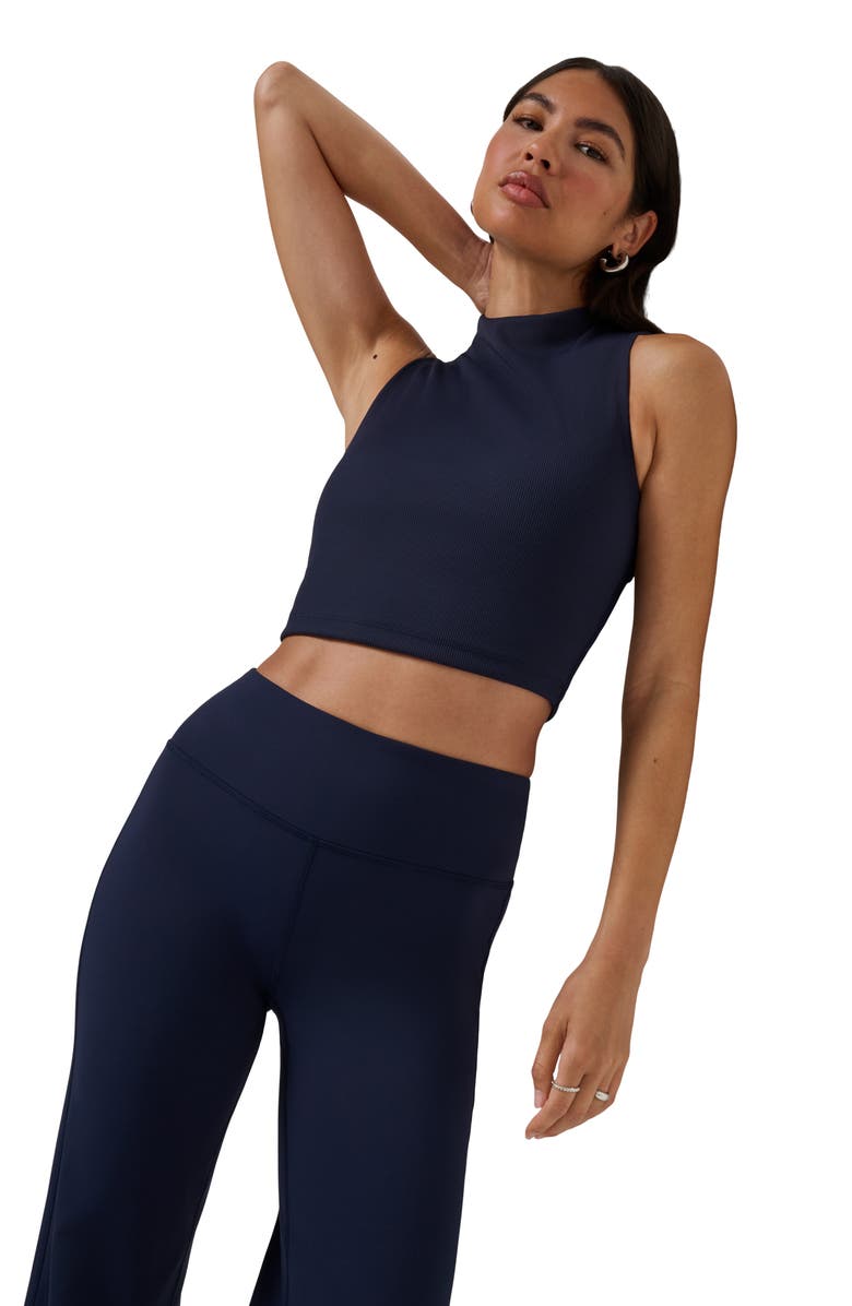 TravisMathew Limitless Mock Neck Crop Tank, Alternate, color, Navy Blazer