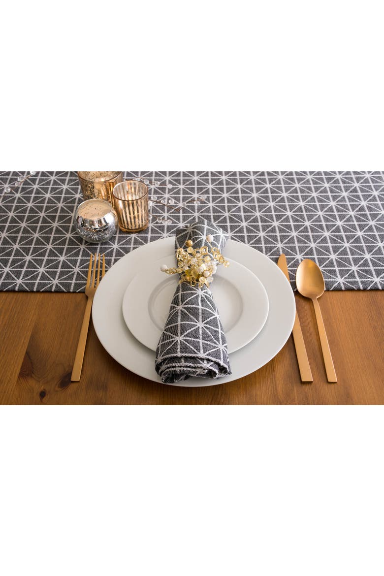 Black/White Triangle Table Runner 14X108, Alternate, color, Black/White