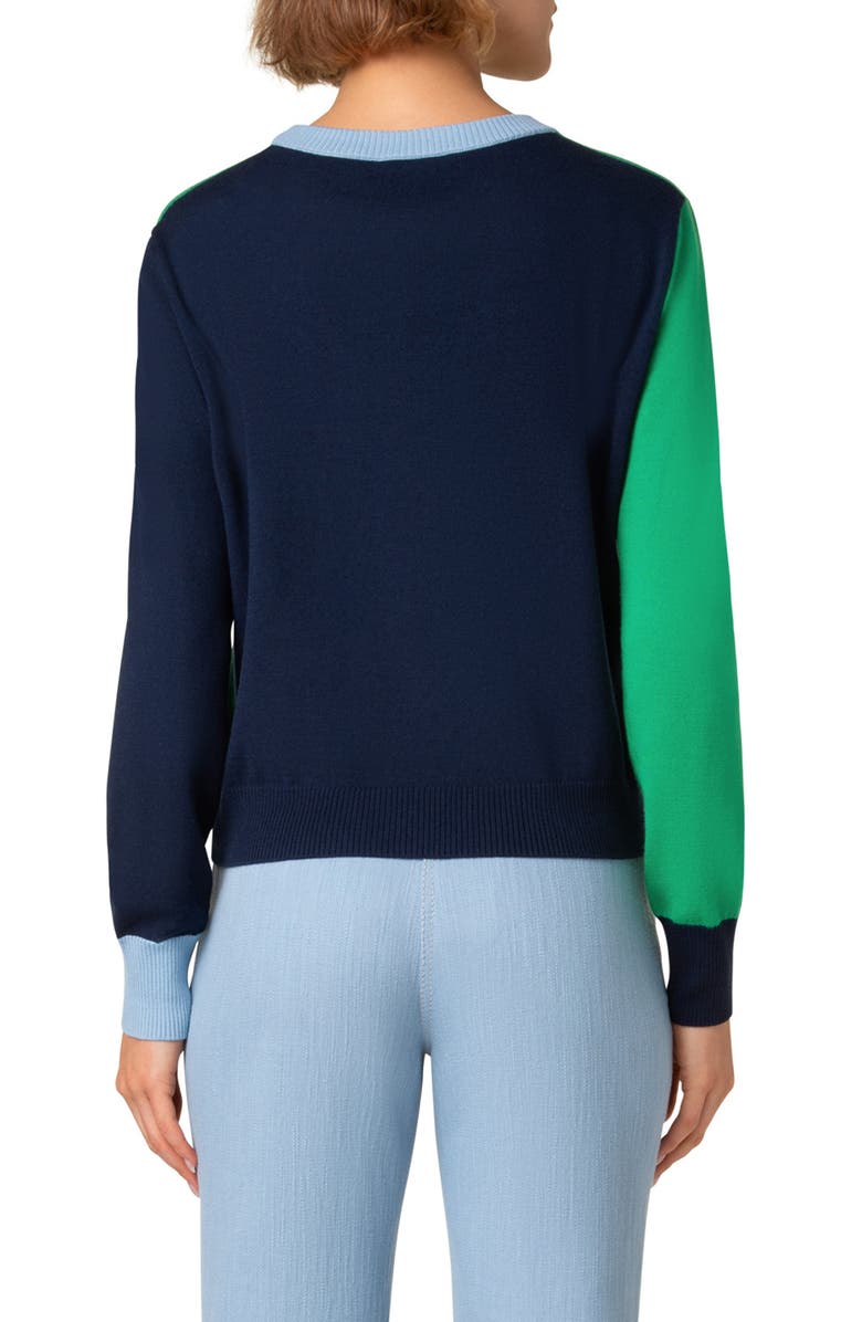 Akris punto Colorblock Virgin Merino Wool Sweater, Alternate, color, 