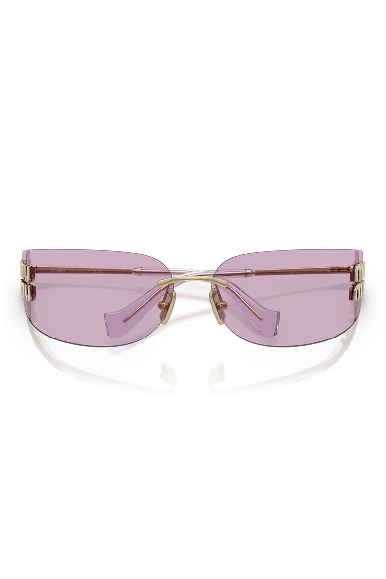 75mm Oversize Rectangular Wrap Sunglasses, Alternate, color, PALE GOLD / PINK
