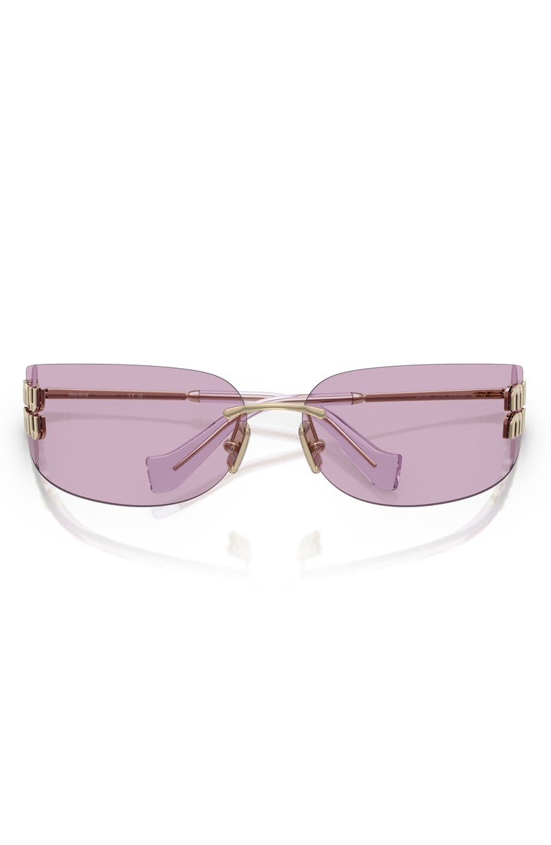 Miu Miu 75mm Oversize Rectangular Wrap Sunglasses, Alternate, color, Pale Gold / Pink