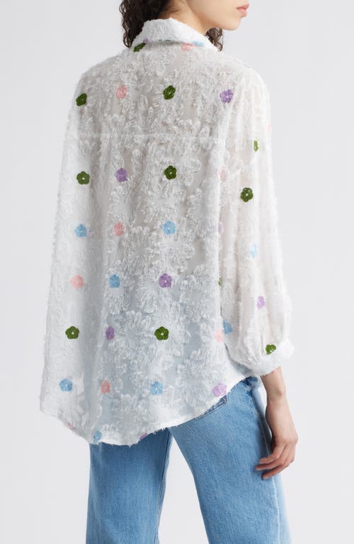 NIKKI LUND NIKKI LUND EMMA EMBELLISHED SEMISHEER BUTTON-UP SHIRT