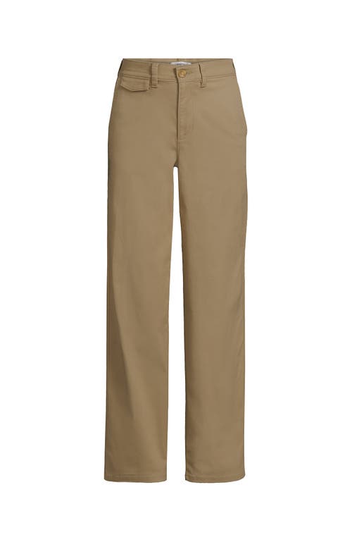 Lands' End Chino High Rise Rail Straight Leg Pants In Brown