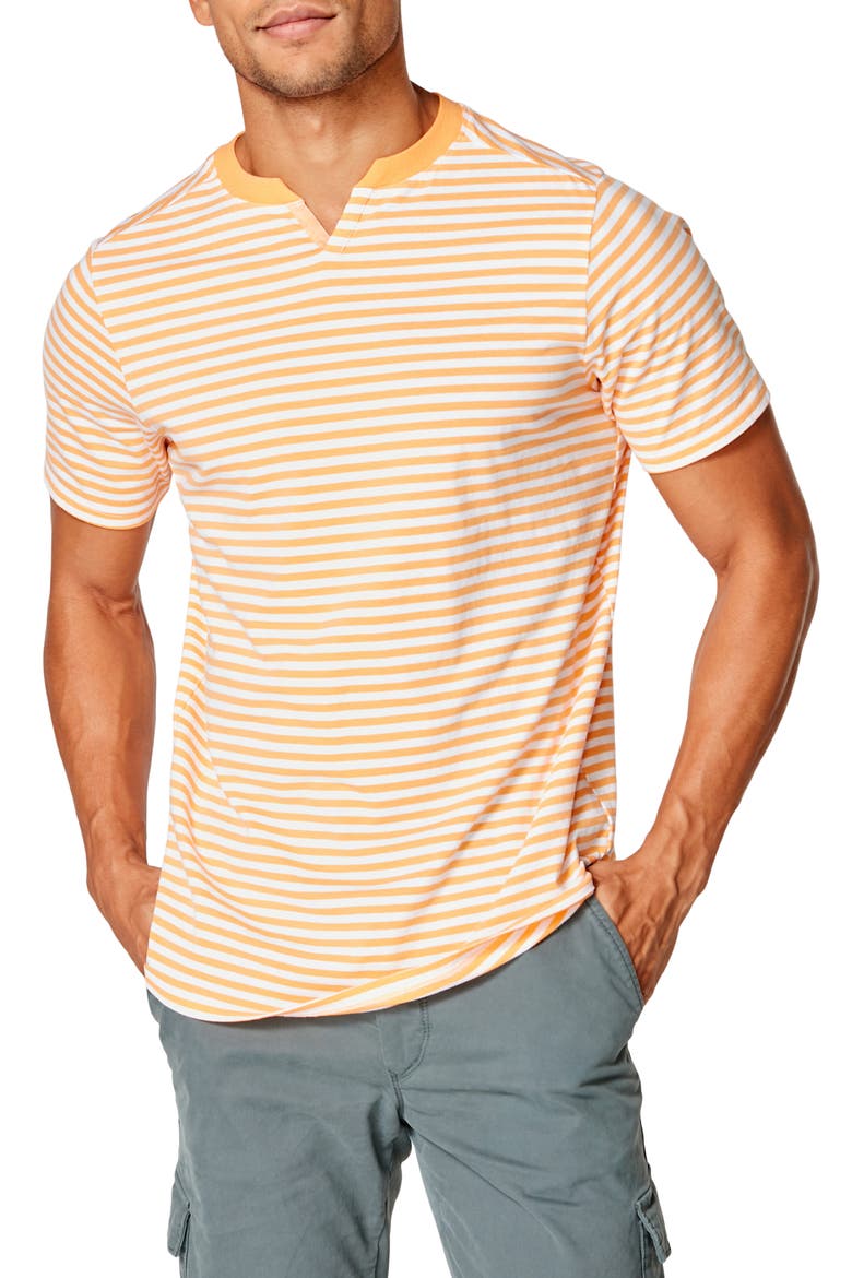 Slim Fit Stripe Razor V-Notch T-Shirt, Main, color, BLAZING ORANGE