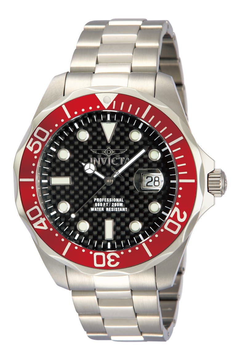 Pro Diver Bracelet Watch, 47mm, Main, color, SILVER/BLACK