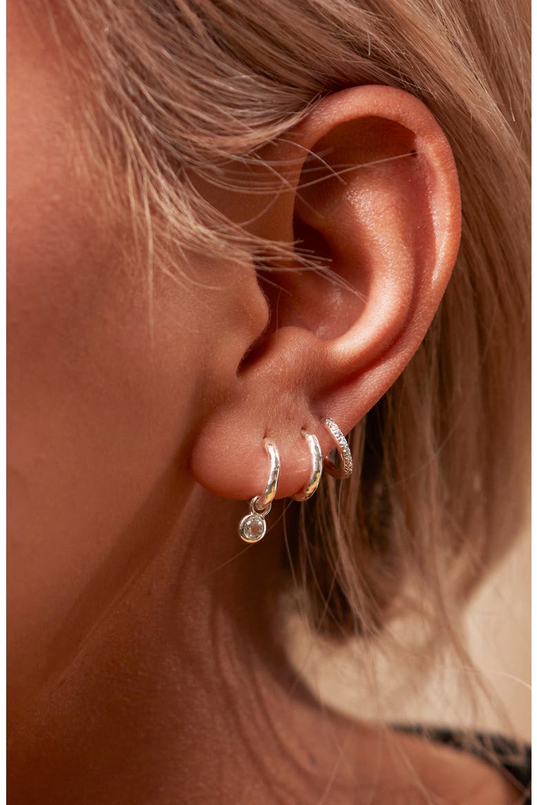 Mini Huggie Earrings, Alternate, color, STERLING SILVER/TOPAZ