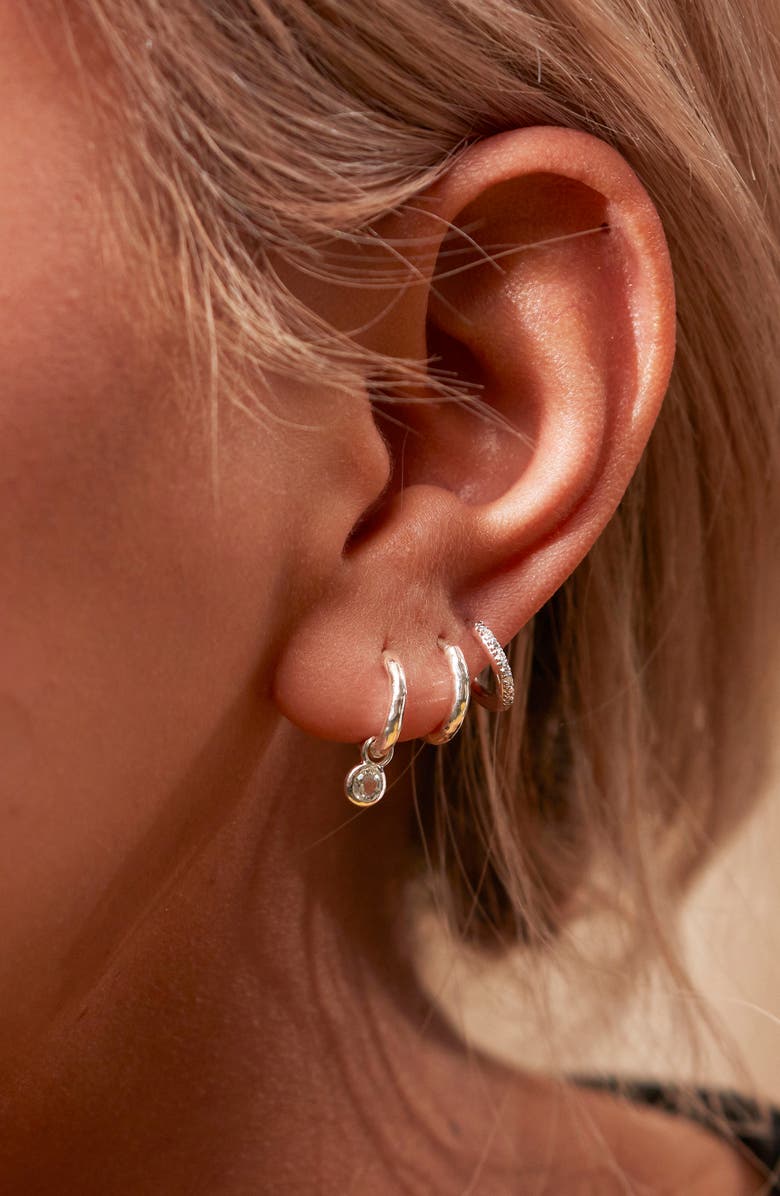 Monica Vinader Mini Huggie Earrings, Alternate, color, Sterling Silver/Topaz