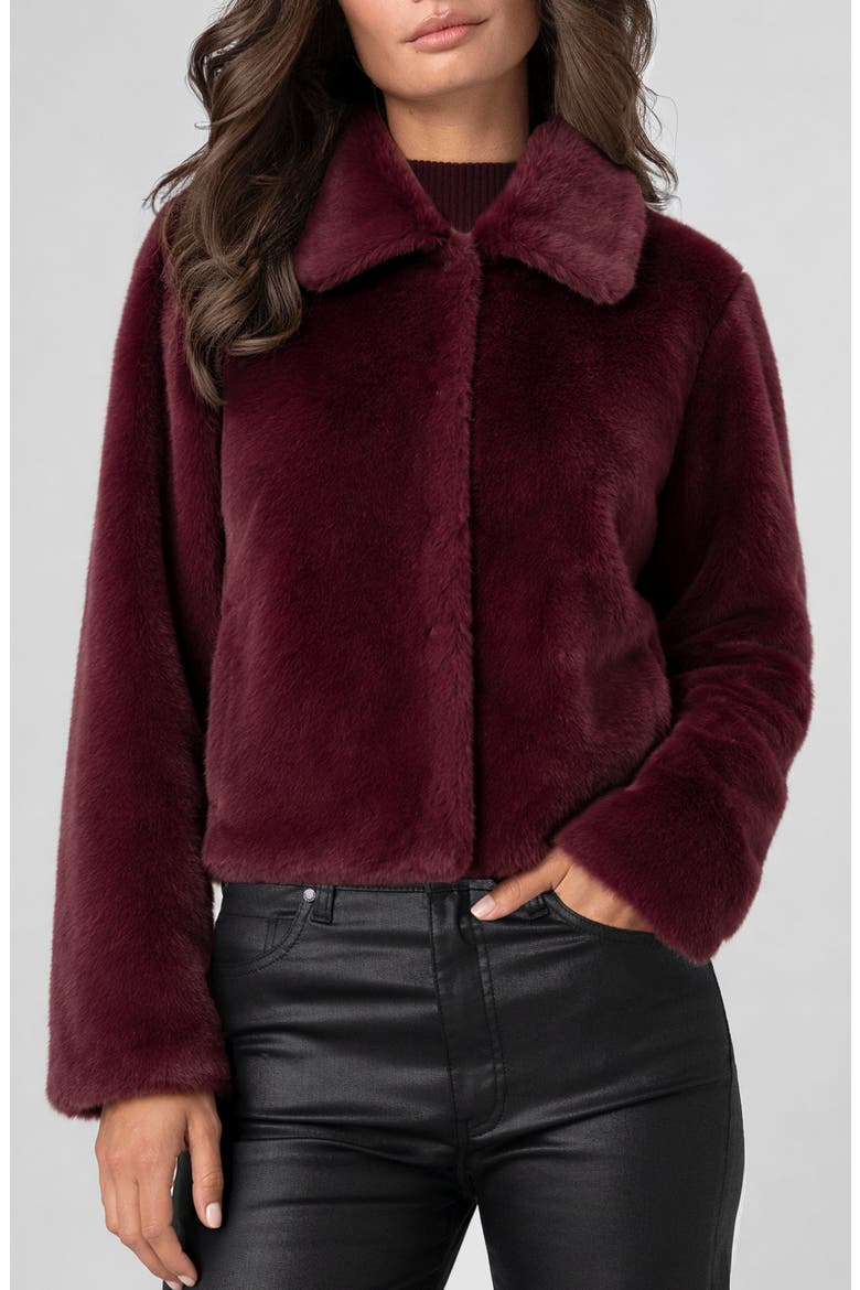 Faux Fur Jacket, Main, color, DARK OXBLOOD