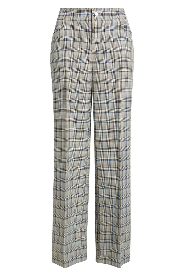 High Waist Check Pants, Alternate, color, BLUE CARBON MULTI