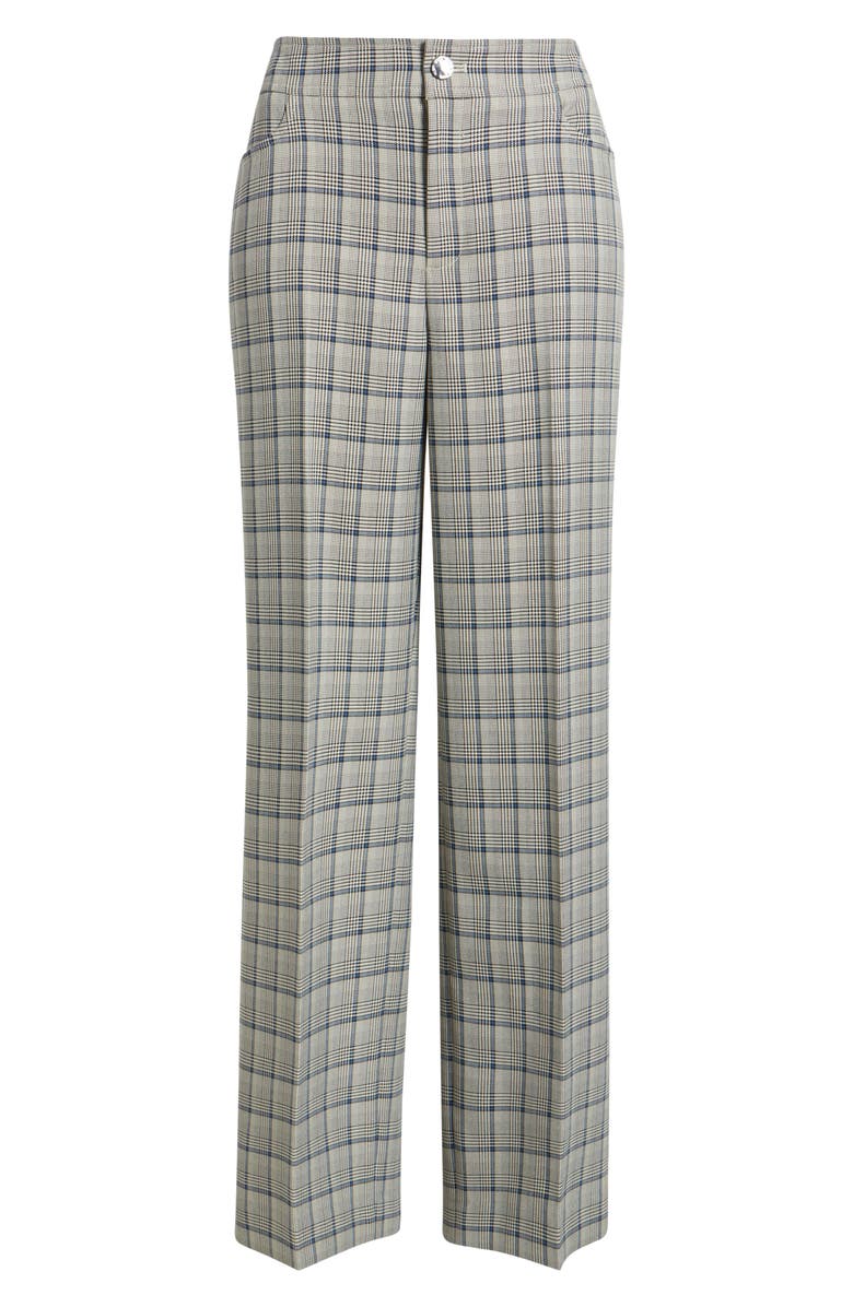 Anne Klein High Waist Check Pants, Alternate, color, Blue Carbon Multi