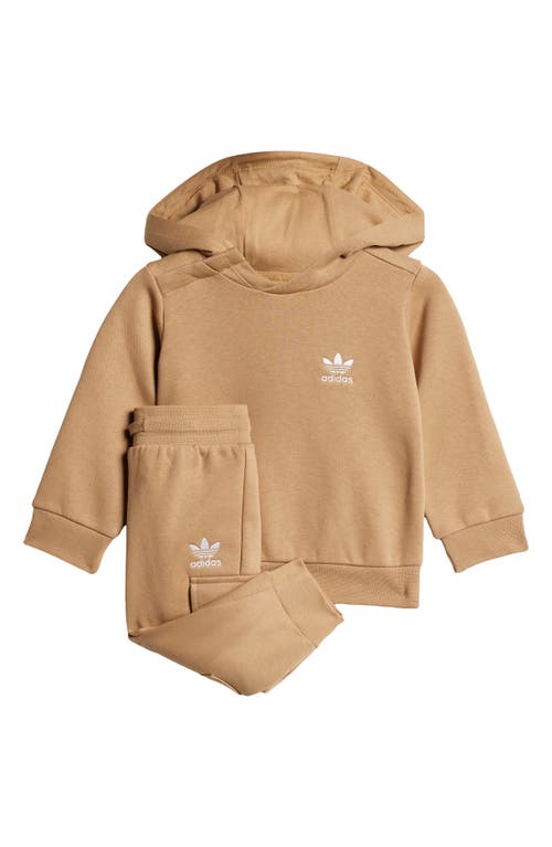 Adidas Originals Adidas Trefoil Essentials Hoodie & Joggers Set In Nude