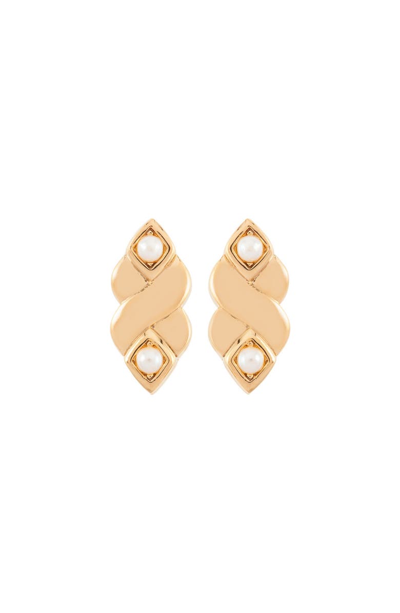Susan Caplan 1980s Vintage Nina Ricci Faux Pearl Twist Clip-On Earrings, Main, color, Ninna Ricci